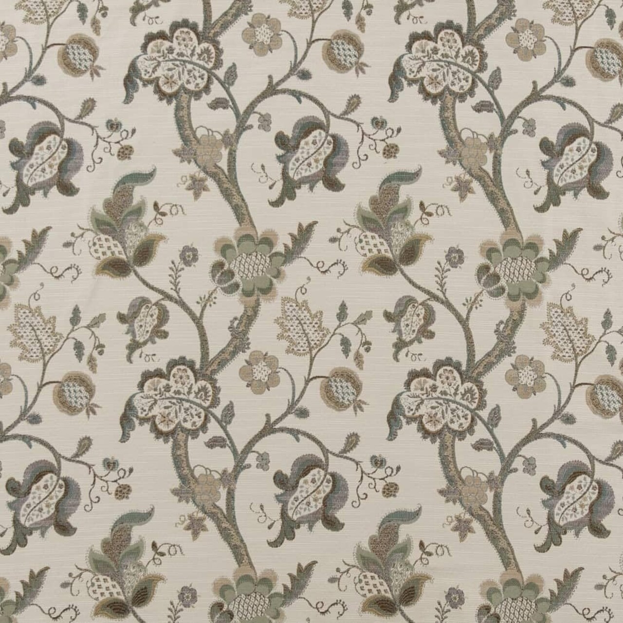 Green Floral Tapestry Woven Pattern Upholstery Fabric by The Yard - SKU: Captiva Celadon